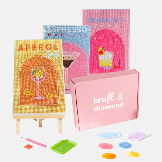 Premium Sip & Sparkle - DIY Diamond Painting Kit (3pcs)