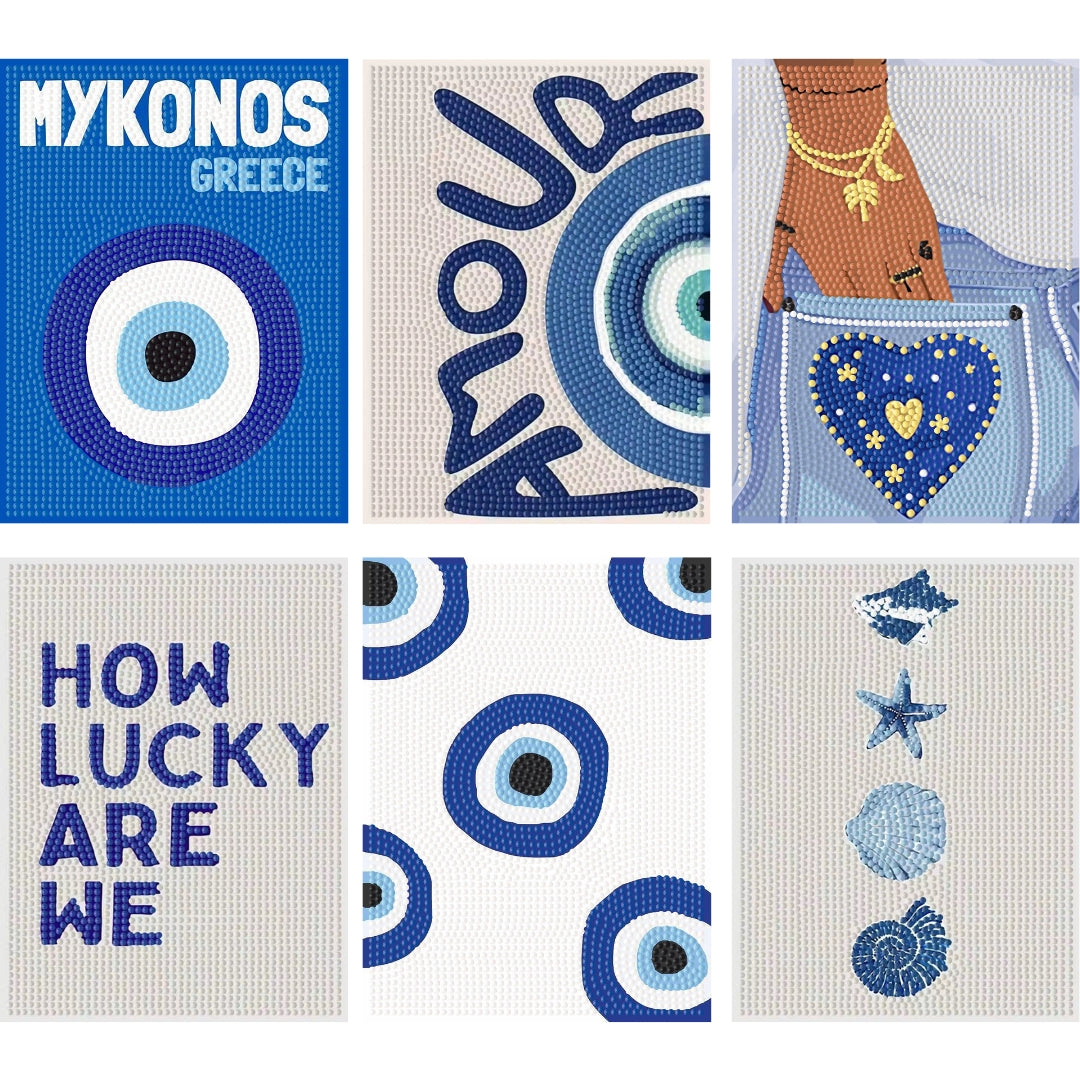 Mykonos - Premium Mini DIY Diamond Painting Kit 6pcs
