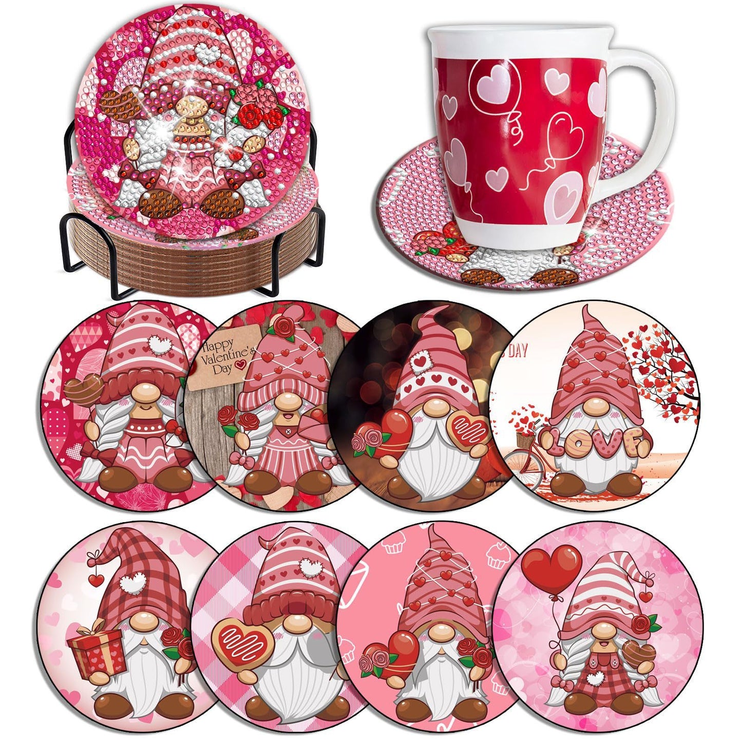 Cute Gnome - DIY Diamond Painting Kit (8pcs) – Christmas & Valentine
