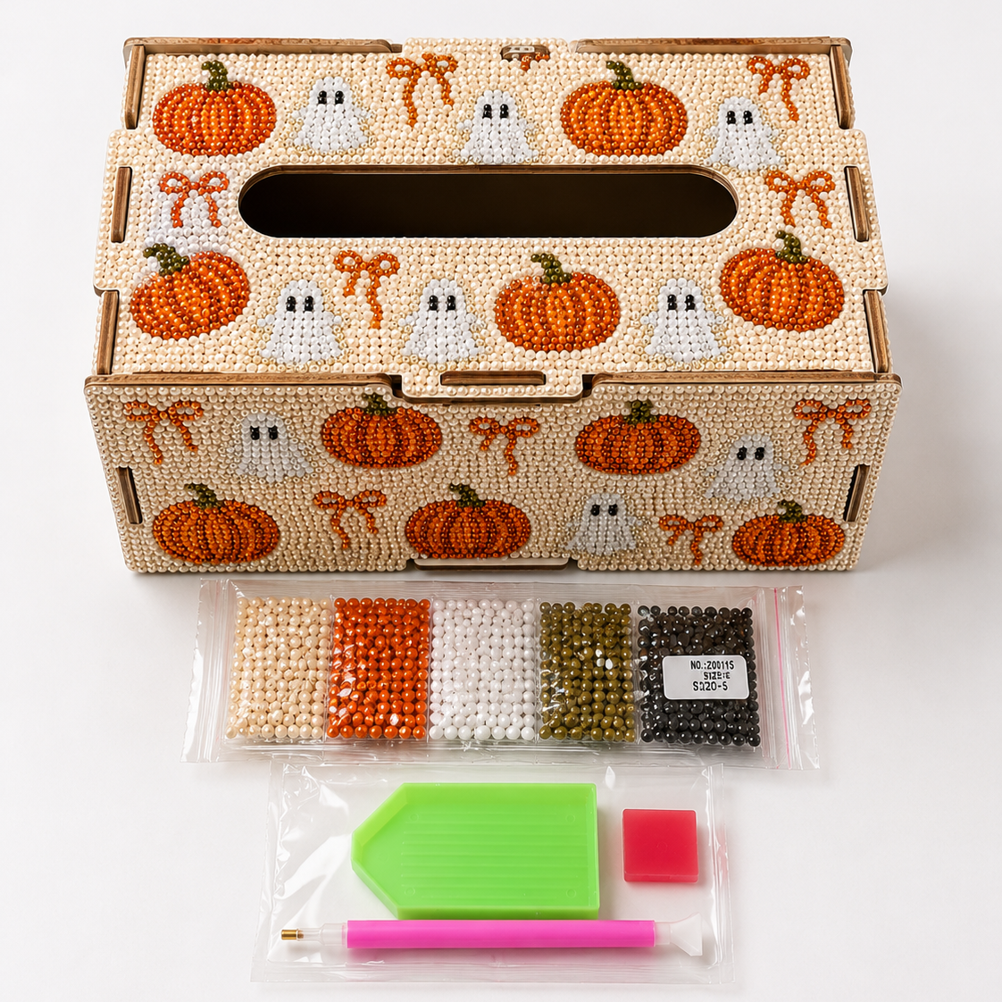 Pumpkin & Boo Diamond Tissue Box