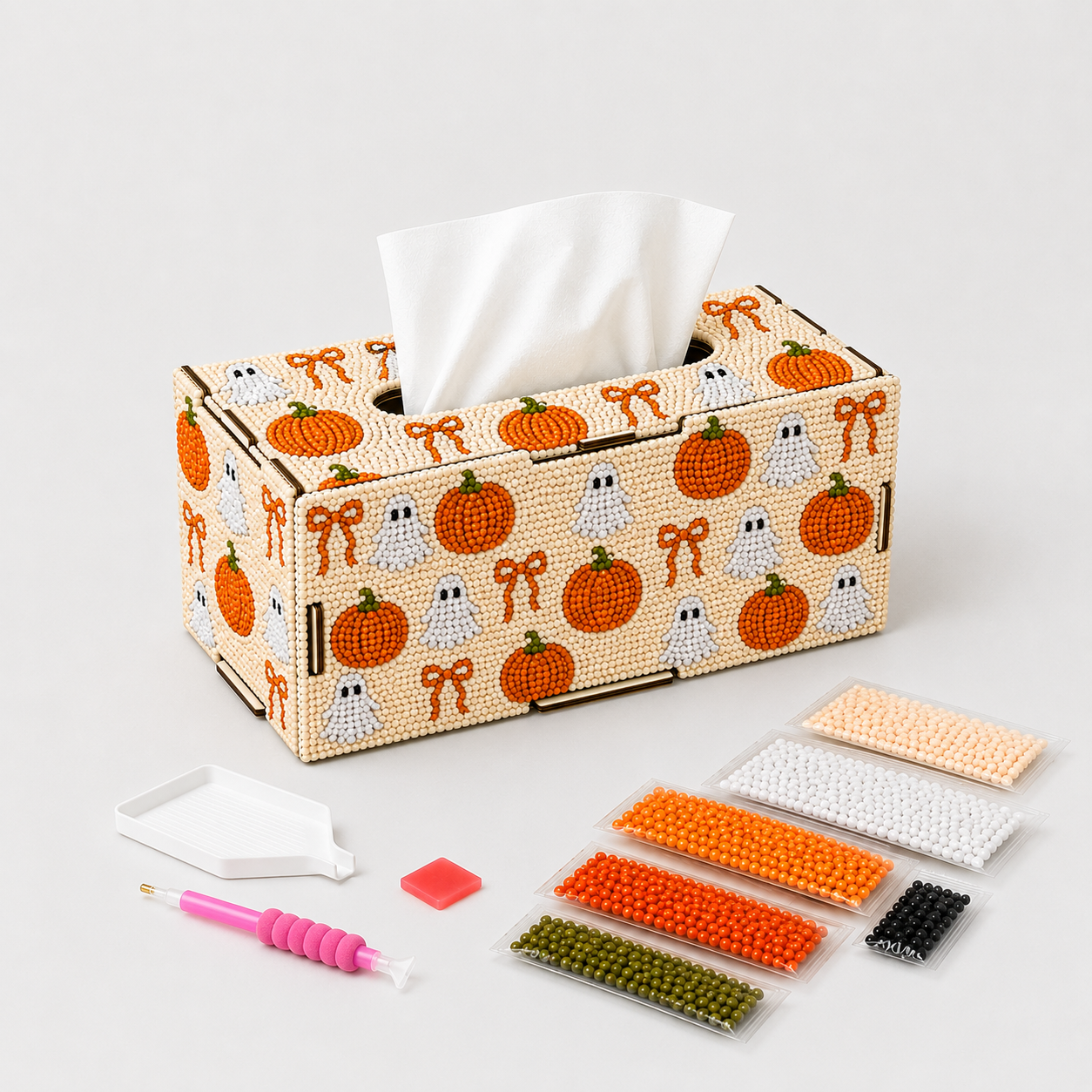Pumpkin & Boo Diamond Tissue Box