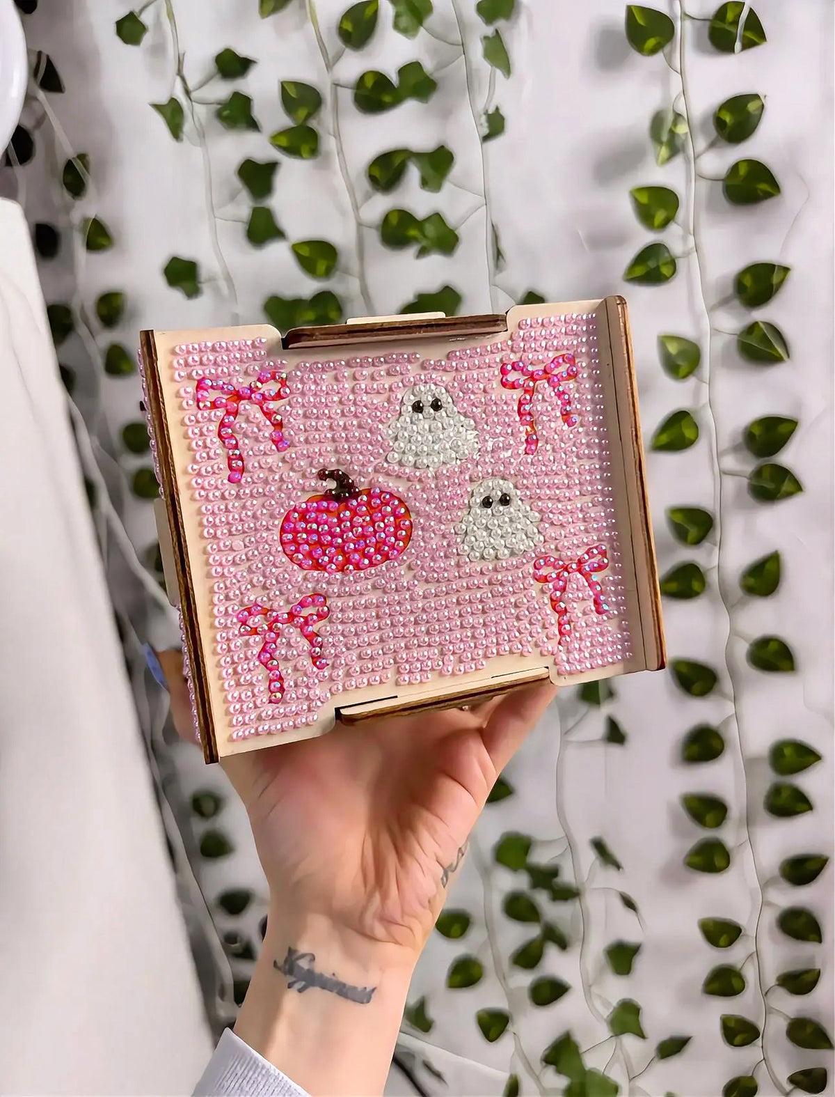 Pink Pumpkin & Boo - Pearls DIY Tissue Box