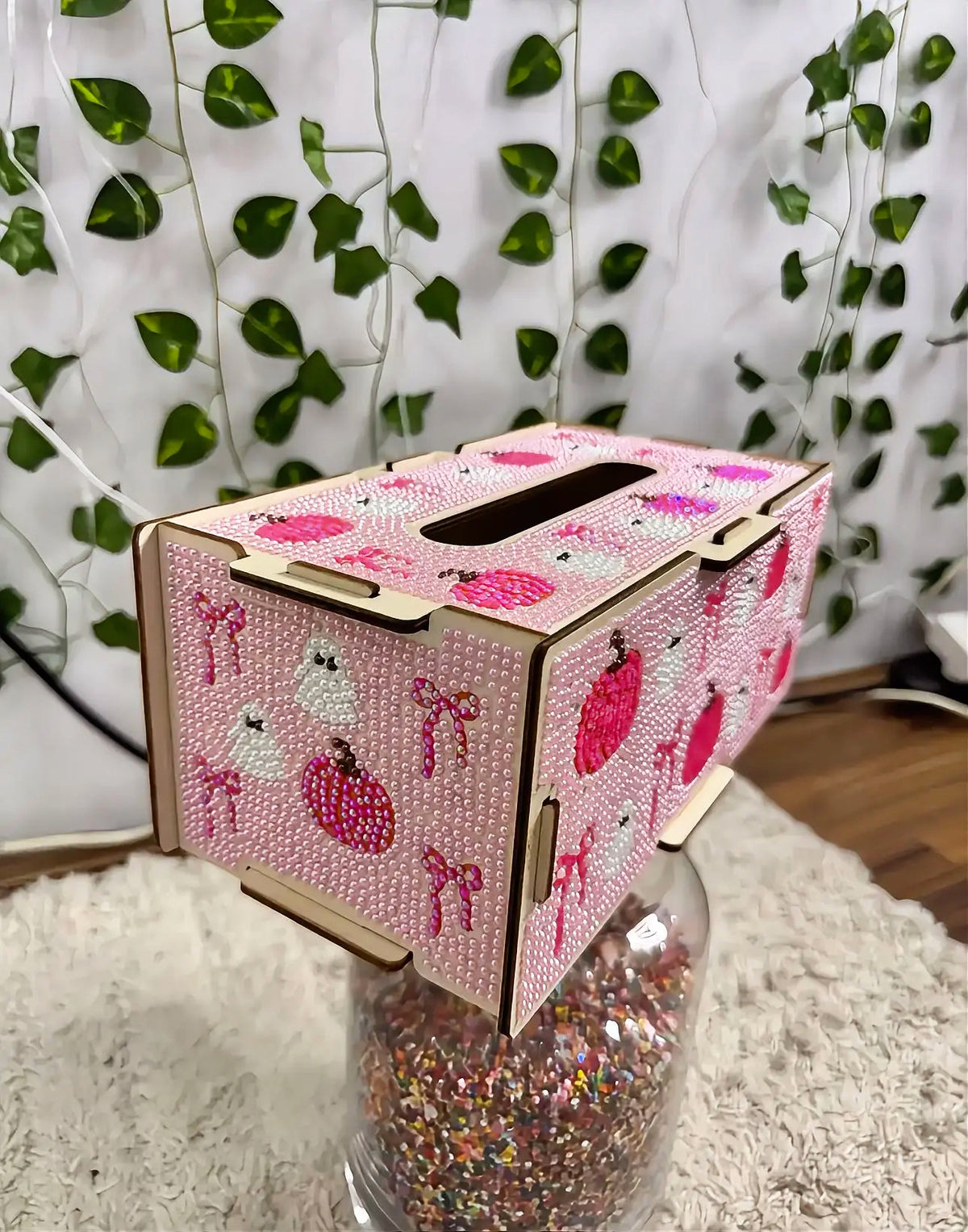 Pink Pumpkin & Boo - Pearls DIY Tissue Box